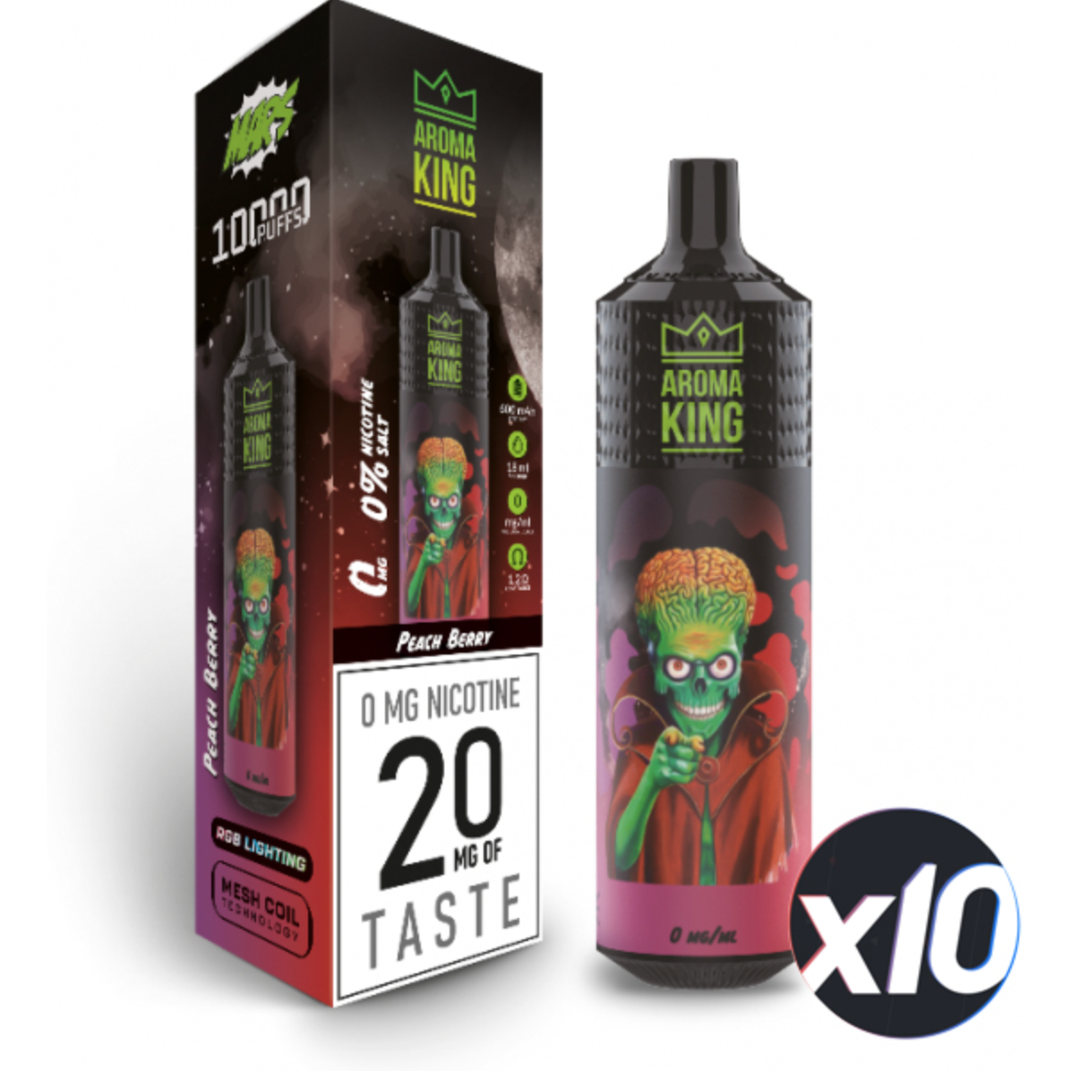PackX10 - AROMA KING - Peach Berry - 10 000 taffs